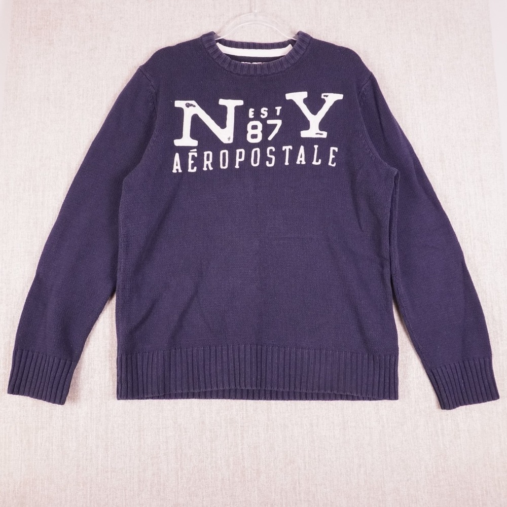 Aeropostale NY Pullover Sweater Nineteen Eighty Seven XL Blue Vintage